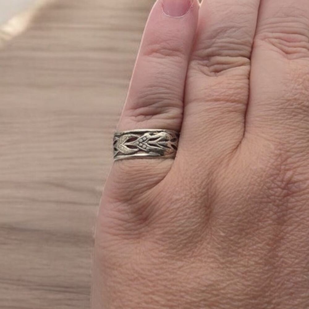 Twisted Scrollwork Ring Size 9 Sterling Silver – Celtic Inspired Band - Picture 3 of 6